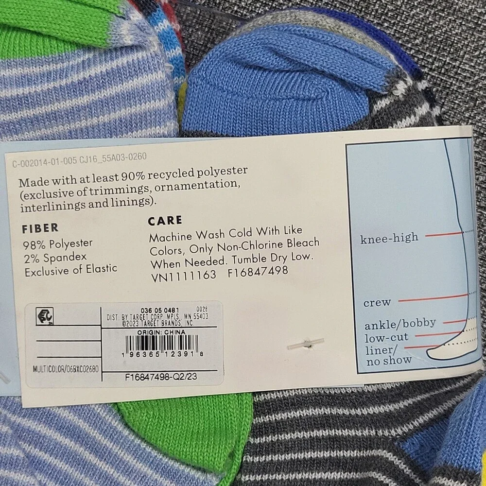 Boys' 10pk Lightweight Striped Ankle Socks - Cat & Jack Size Small 5.5-8.5